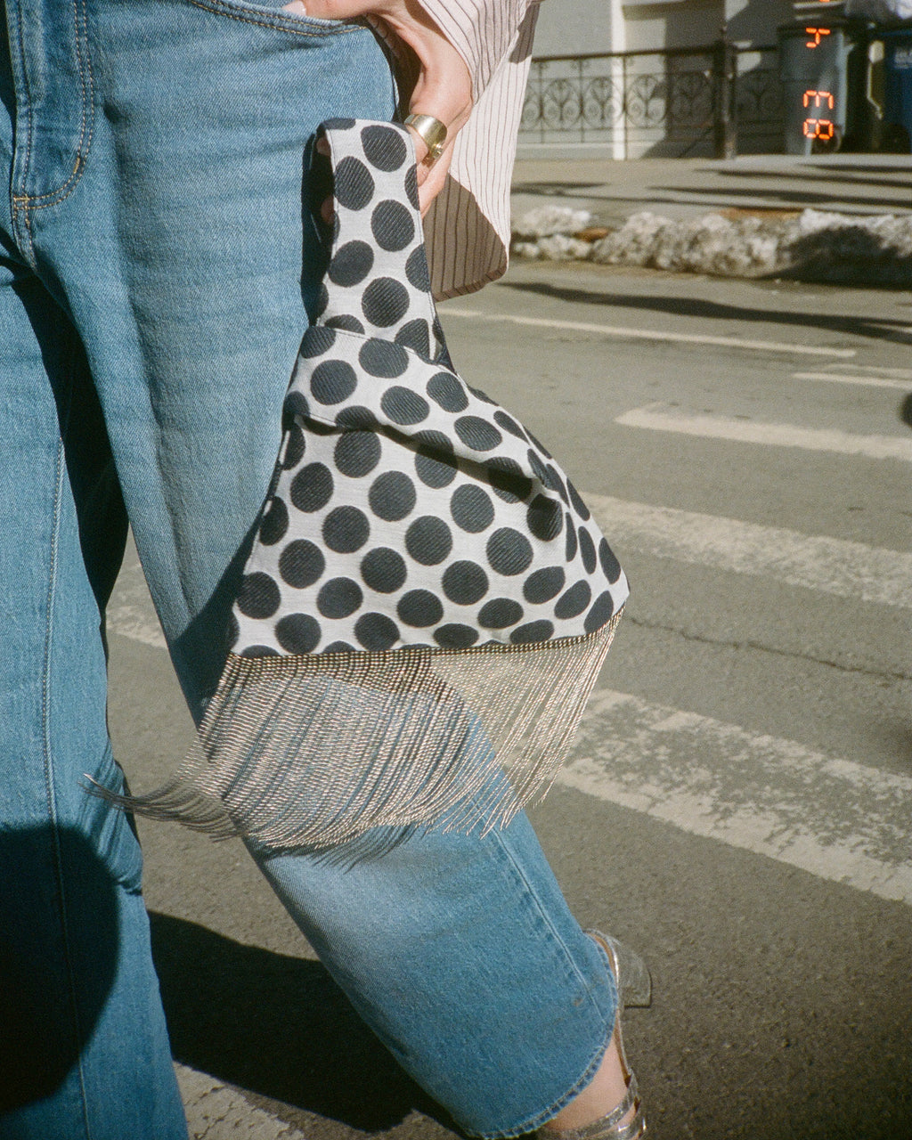 The Knot Bag in Navy Dot