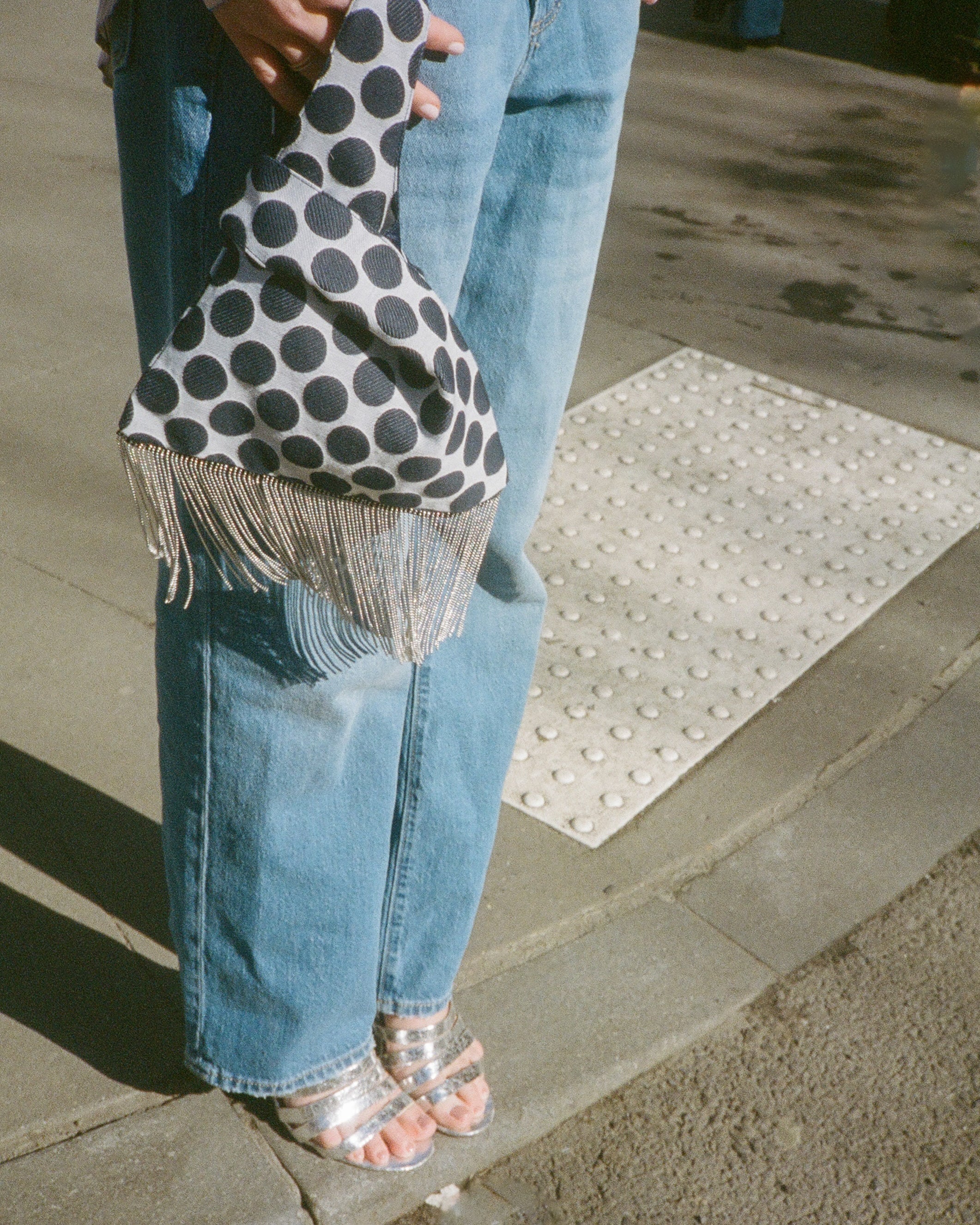 The Knot Bag in Navy Dot