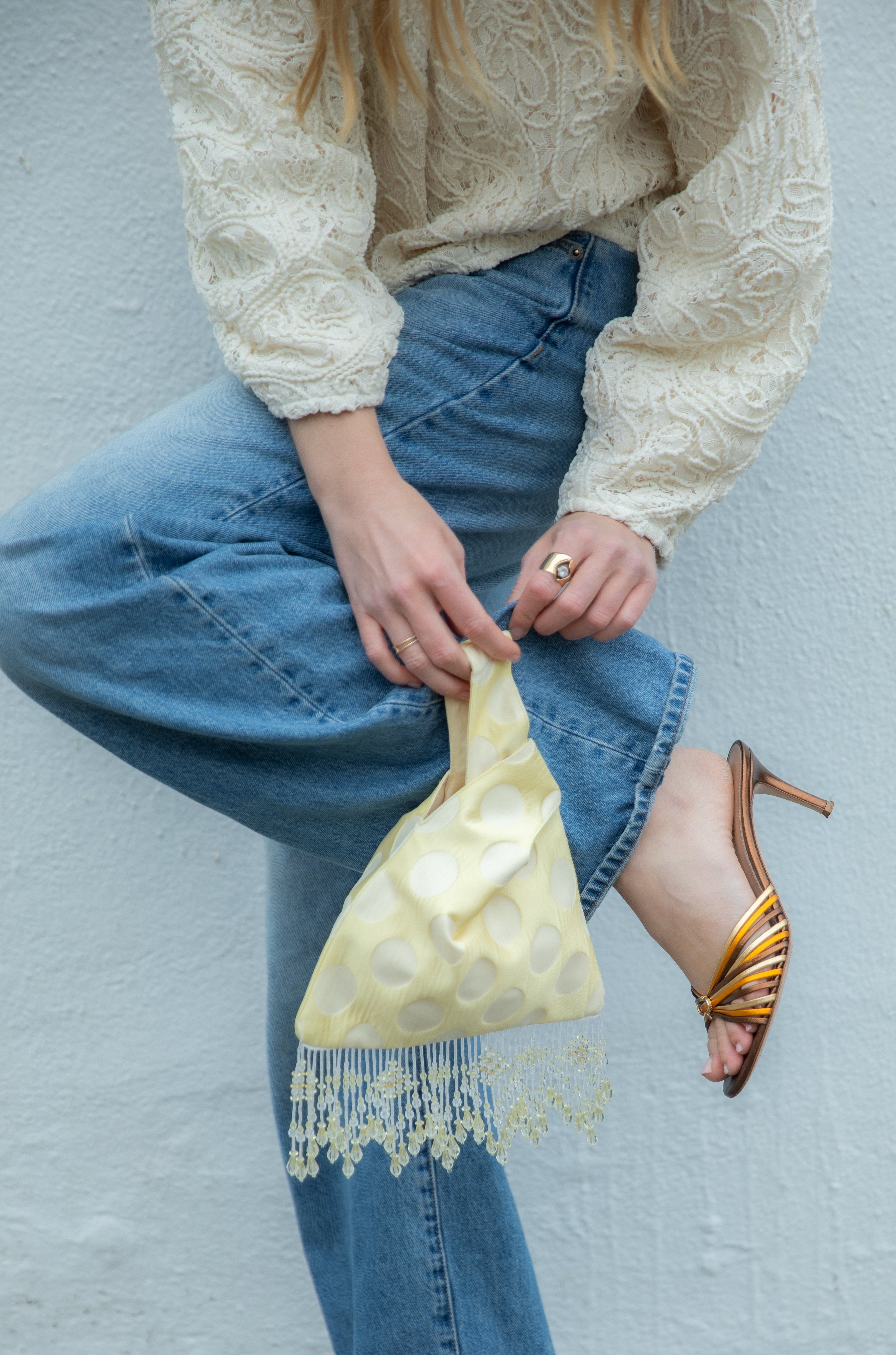 The Knot Bag in Yellow Dots