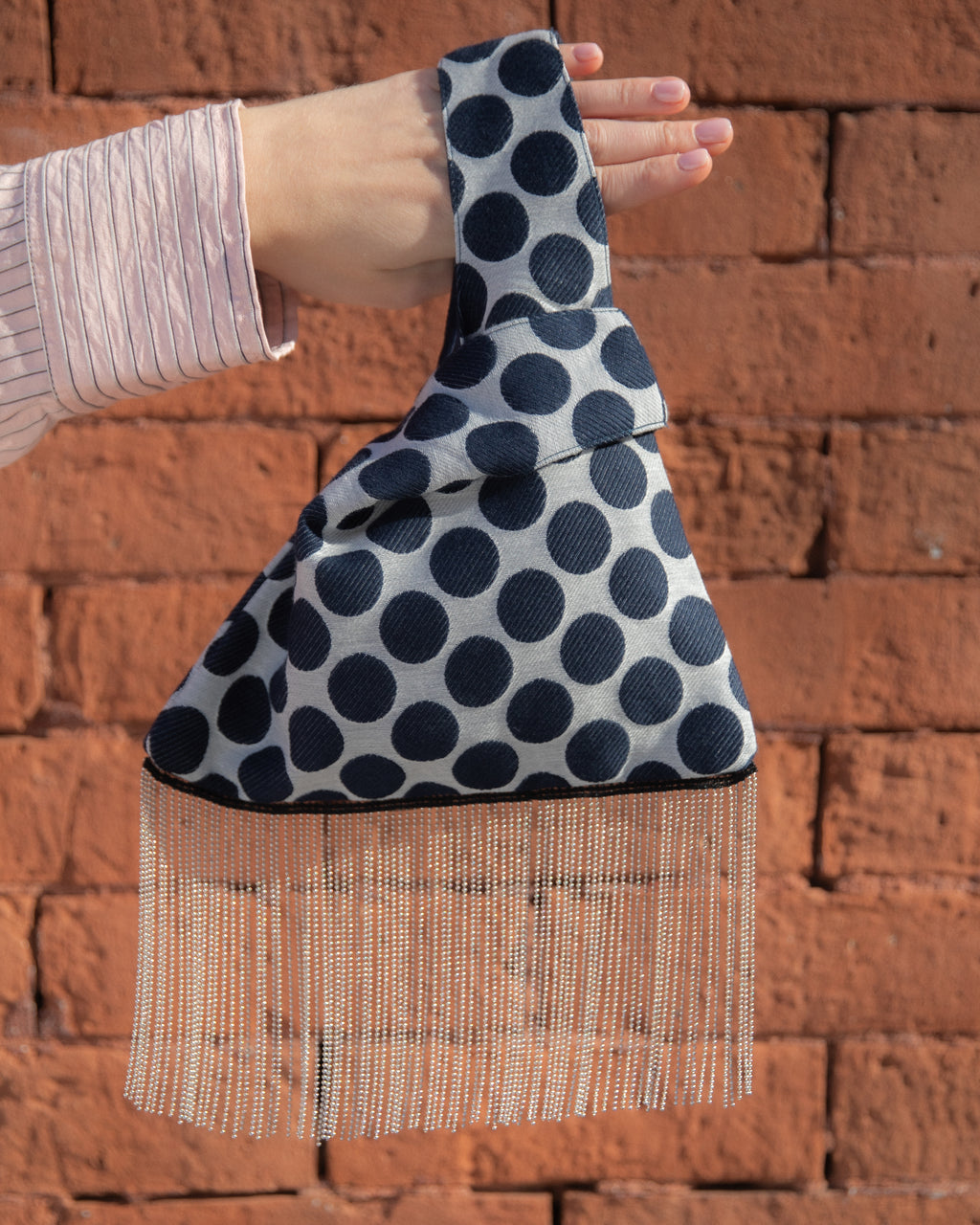 The Knot Bag in Navy Dot